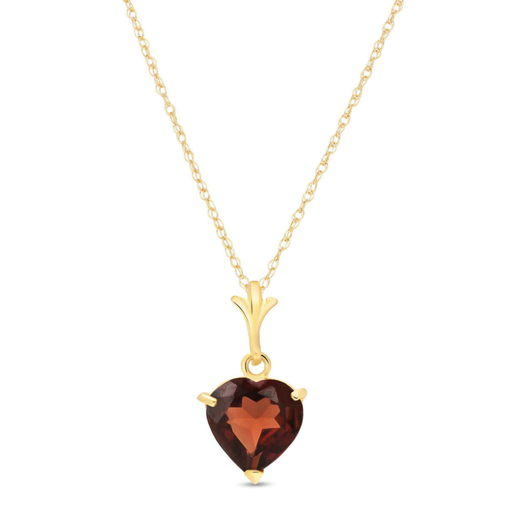 14K. SOLID GOLD NECKLACE WITH NATURAL GARNET (Yellow Gold)